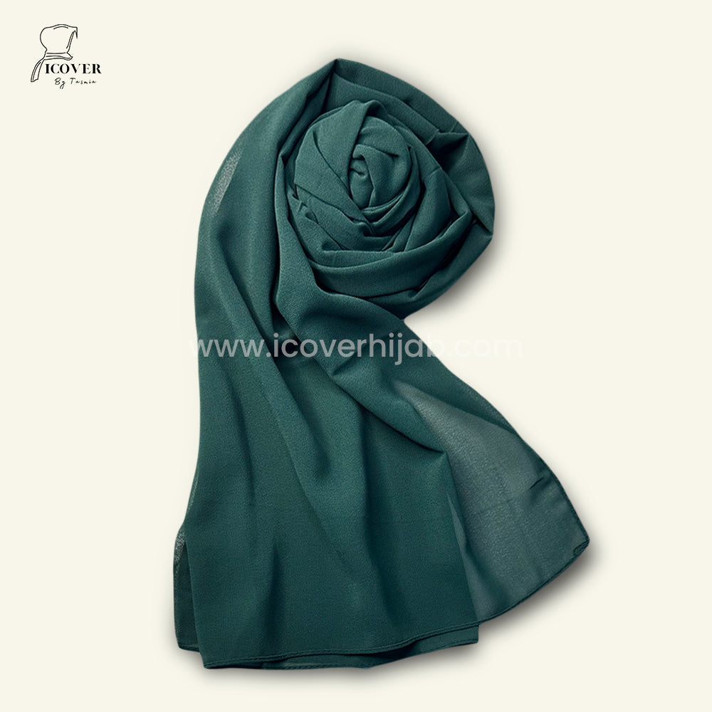 Georgette plain dark green hijab