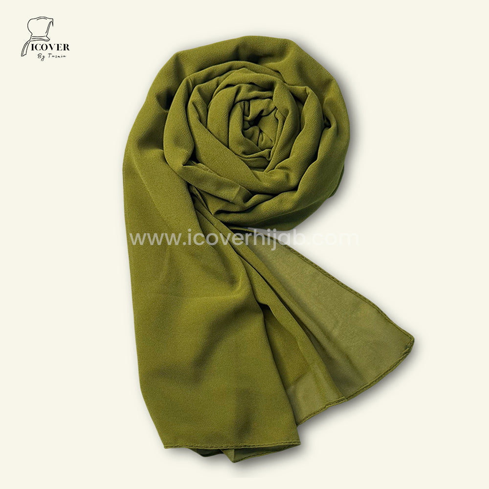 Georgette plain mud green hijab