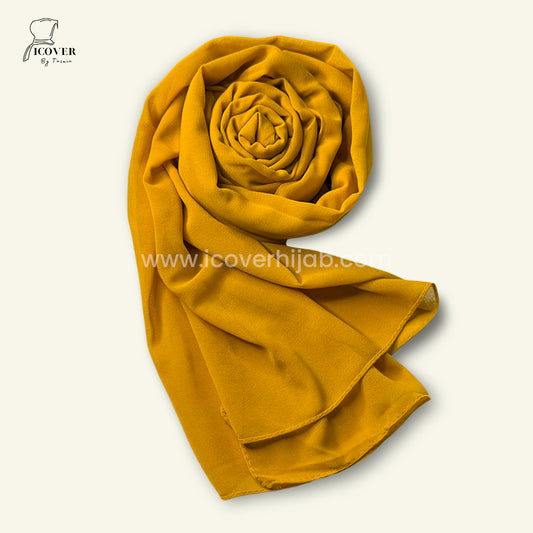 Georgette plain mustard hijab